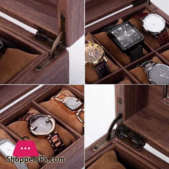 HIGH QUALITY 12 Slot Watch Box Organizer Watch Case with Glass Top