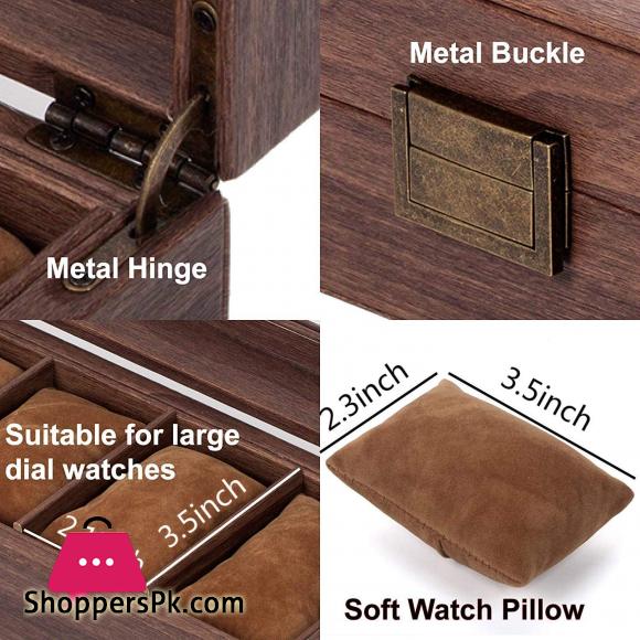HIGH QUALITY 6 Slot Watch Box Organizer Watch Case with Glass Top