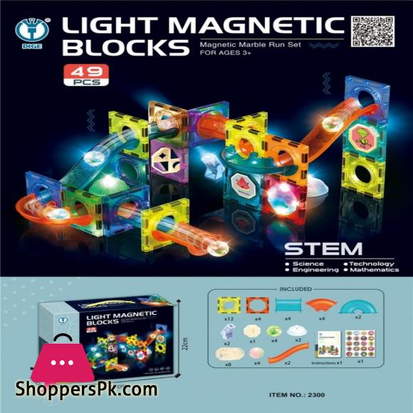 LIGHT MAGNETIC BLOCKS Magnetic Marble Run Set 49-PCS