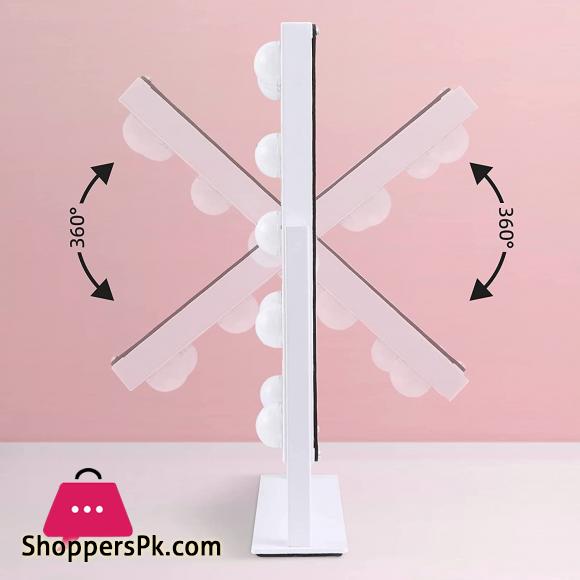 Leadzones Makeup Mirror with Lights,12 LED Vanity Light-up Mirror,Professional Mirror with Smart Touch Control 3 Colors Dimable and 360°Rotation for Dressing Room Bedroom,White