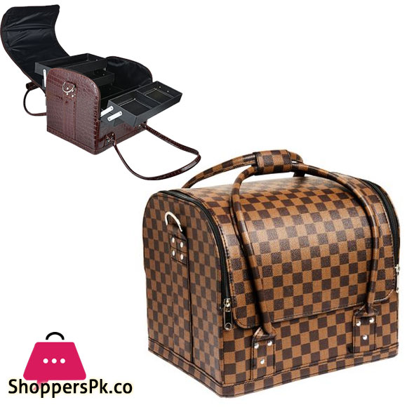 Make Up Bag For Travel Storage Bags Waterproof Makeup Bag Cosmetic Case Brush Holder with Adjustable Divider- Cosmetic Case