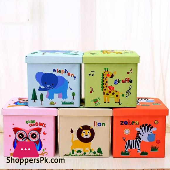 New Oxford Cartoon Animal Organizer Kids Book Clothes Storage Box Folding Cute Animal Toy Storage Basket Children Storage Bin