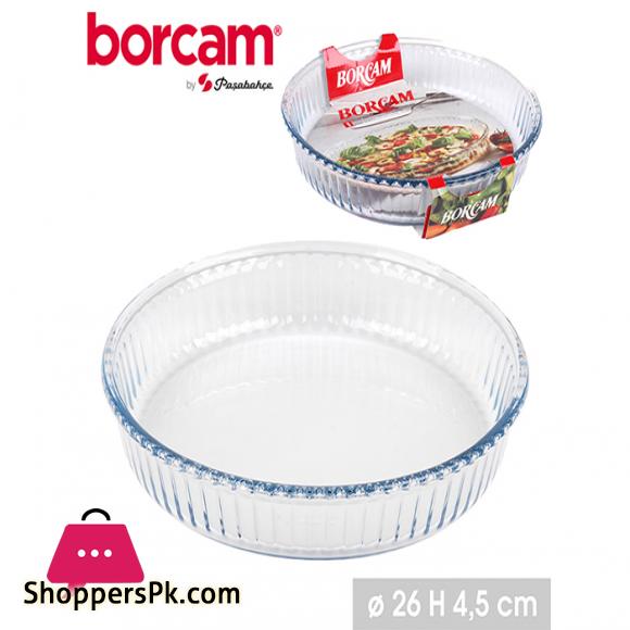 Pasabahce Borcam Round Tempered Glass Pie Quiche Dish 10 Inches Diameter