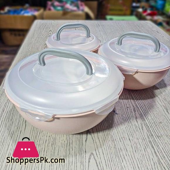 Portable Sealed Food Container Bowl with Handle 3 Pcs Set
