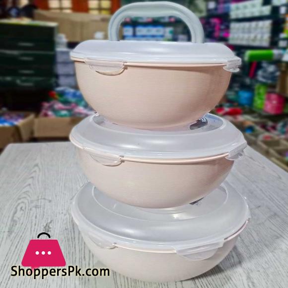 Portable Sealed Food Container Bowl with Handle 3 Pcs Set