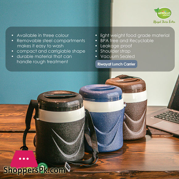 Riwayat Lunch Carrier - 2 steel bowls - 1 salad bowl