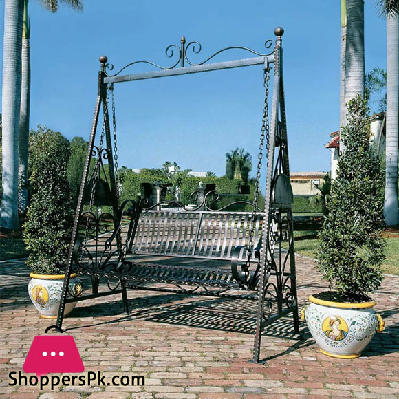 Rod Iron Black Patio Garden Outdoor Lawn Swing