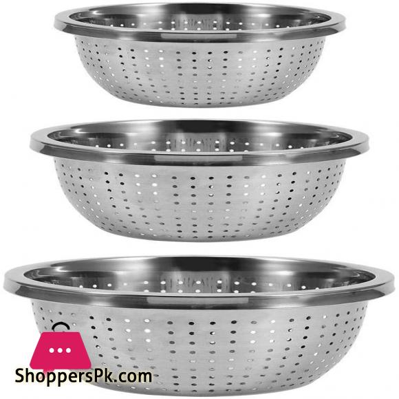 Stainless Steel Rice Sieve Rice Washing Bowl Filter Strainer Drainer Kitchen Colander for Vegetables Fruit Pasta Noodles - 30 CM