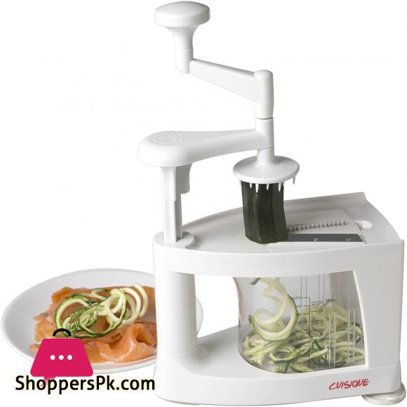 The Premium Easy to use Healthy Courgette Spaghetti Pasta Maker with Extra 4 Blade Bundle including Fruit Slicer Mandolin Vegetable Cutter and Juicer 1 Liter Spiral Catcher