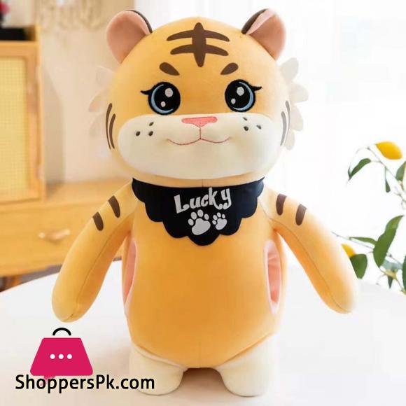 Tiger Plush Toy Soft Tiger Stuffed Toy with Hand Warmer Pillow Dolls for Kids Gift - 25cm