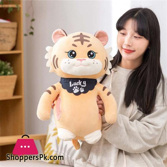 Tiger Plush Toy Soft Tiger Stuffed Toy with Hand Warmer Pillow Dolls for Kids Gift - 25cm