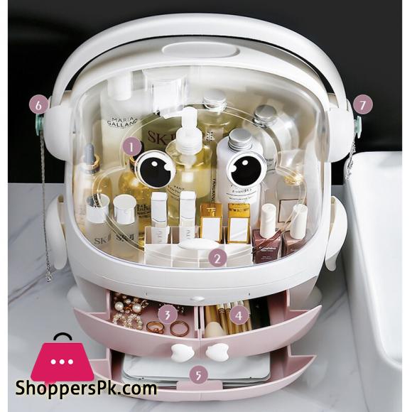 Transparent Penguin Makeup Organizer Waterproof Makeup Box Portable Desktop Jewelry and Cosmetics Storage