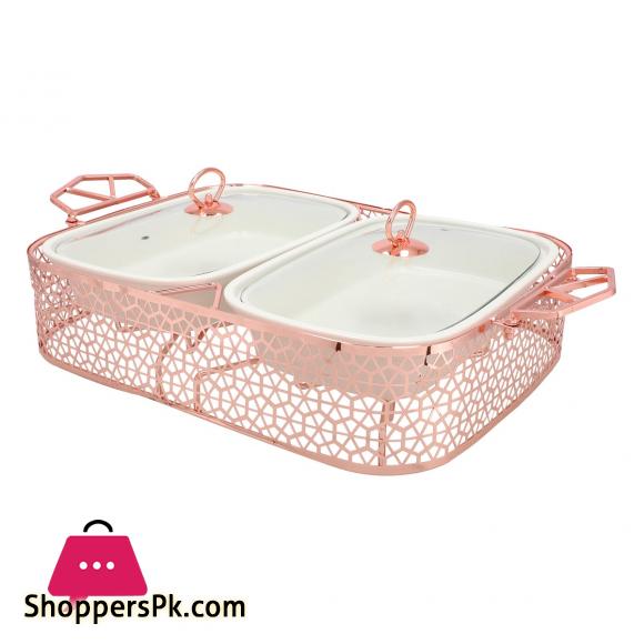 Brilliant Twin Rectangular Casserole Serving Food Warmer Dish – BR16002