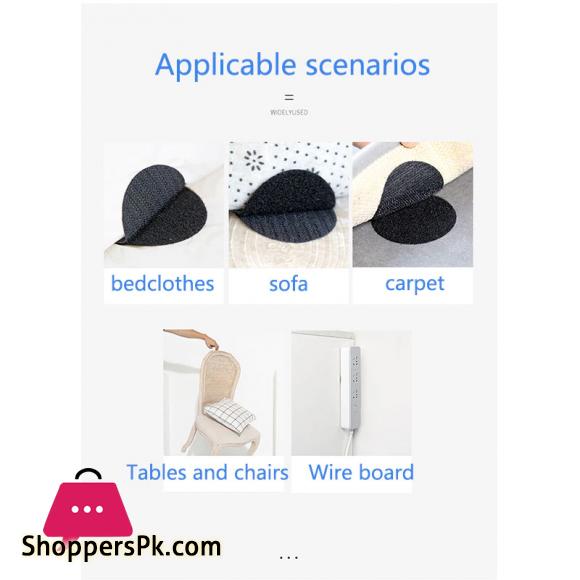 12 Pcs Non-Slip Stickers Self Adhesive Hook Loop Fastener Tape Locking Dots Bed Sheet Sofa Fix Clip Floor Rug Carpet Mat Gripper