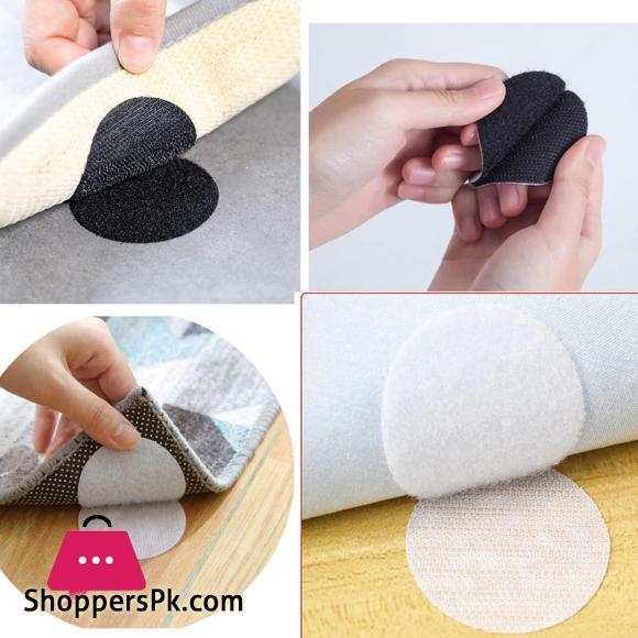 12 Pcs Non-Slip Stickers Self Adhesive Hook Loop Fastener Tape Locking Dots Bed Sheet Sofa Fix Clip Floor Rug Carpet Mat Gripper