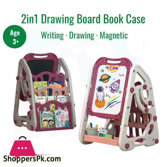 2 in 1 Drawing Board Book Case - Writing - Drawing - Magnetic - 050-26