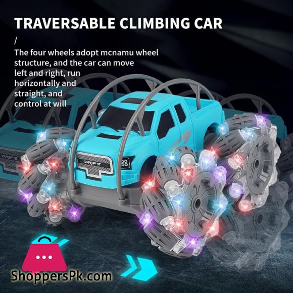2.4G Remote Control Lateral Drifting Stunt Car Rollover Bucket With Cool Lights Childrens Climbing Off road Vehicle Toy