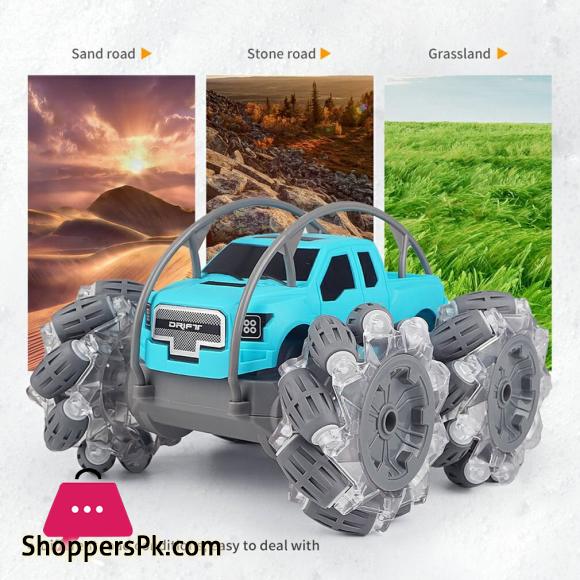 2.4G Remote Control Lateral Drifting Stunt Car Rollover Bucket With Cool Lights Childrens Climbing Off road Vehicle Toy