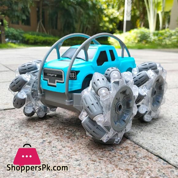 2.4G Remote Control Lateral Drifting Stunt Car Rollover Bucket With Cool Lights Childrens Climbing Off road Vehicle Toy