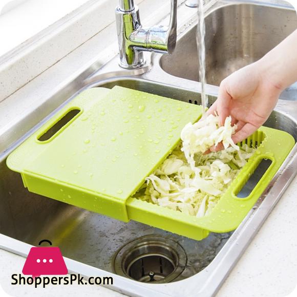3 In 1 Kitchen Sink Cutting Board Removable Chopping Blocks with Drain Basket
