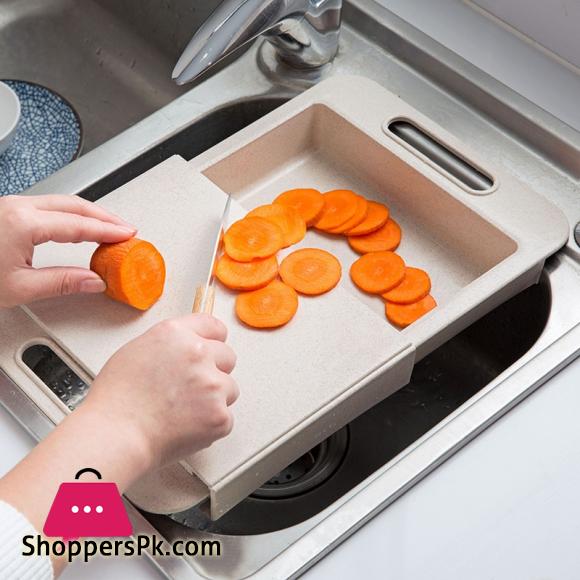 3 In 1 Kitchen Sink Cutting Board Removable Chopping Blocks with Drain Basket