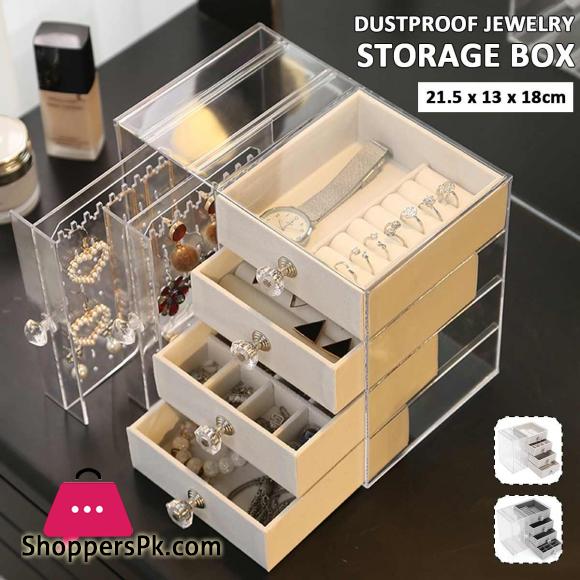 Acrylic Jewelry Box Ring Earring Holder Large Capacity Necklace Cosmetic Storage Drawer Dressing Table Organizer