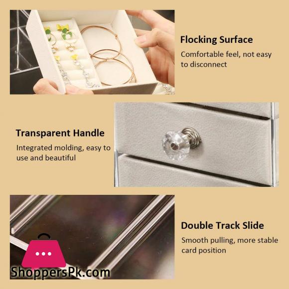 Acrylic Jewelry Box Ring Earring Holder Large Capacity Necklace Cosmetic Storage Drawer Dressing Table Organizer