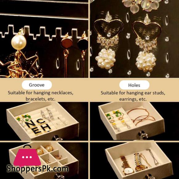 Acrylic Jewelry Box Ring Earring Holder Large Capacity Necklace Cosmetic Storage Drawer Dressing Table Organizer