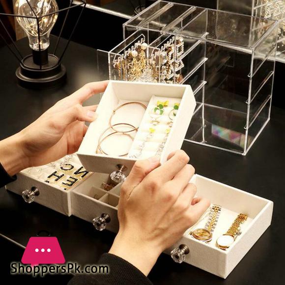 Acrylic Jewelry Box Ring Earring Holder Large Capacity Necklace Cosmetic Storage Drawer Dressing Table Organizer