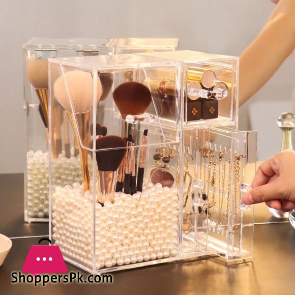 Acrylic Makeup Brush Storage Box Cosmetic Organizer Transparent Jewelry Display Dustproof Plastic Box Multifunctional Large|Storage Boxes & Bins