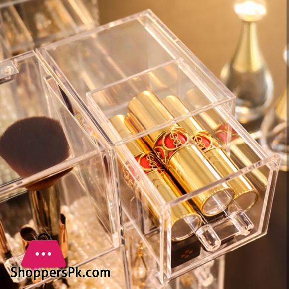 Acrylic Makeup Brush Storage Box Cosmetic Organizer Transparent Jewelry Display Dustproof Plastic Box Multifunctional Large|Storage Boxes & Bins
