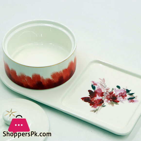 Angela Ceramic Pot With Tray - MK60