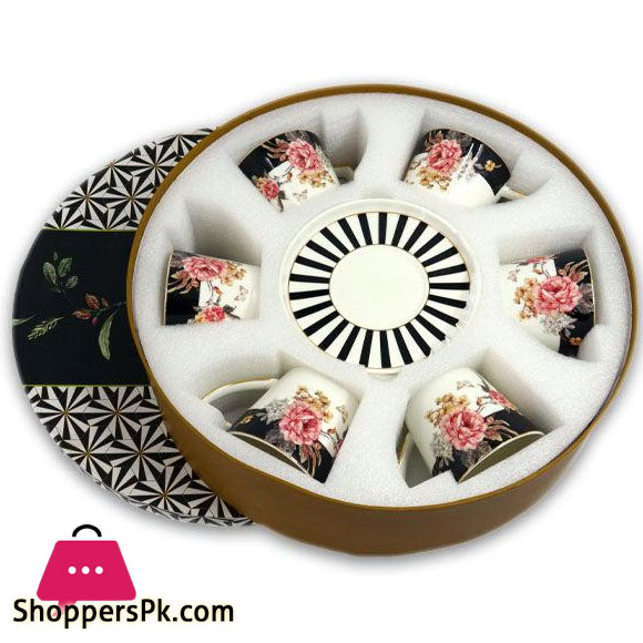 Angela Ceramic Tea Cup Coffee Cup Set with Saucer Set of 6 Pcs MK70
