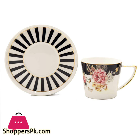 Angela Ceramic Tea Cup Coffee Cup Set with Saucer Set of 6 Pcs MK70