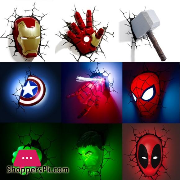 Avengers Series 3D Marvel LED Wall Lamp Living Room Creative LED Night Lights