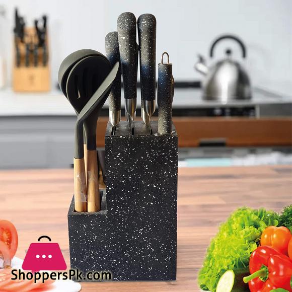 BASS STAINLESS STEEL KNIFE SET MODERN KNIFE BLOCK 11 PIECE SET