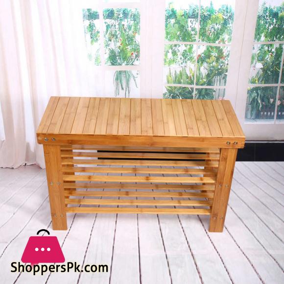 Bamboo Shoe Rack with Bench 3-Tier Shoe Shelf Organizer Holds Up To 220 Lbs Entryway Storage Bench Ideal For Hallway Bathroom Living Room