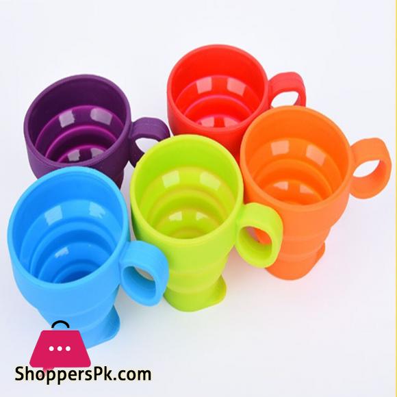 Camping Travel Candy Color Silicone Folding Cup with Lid Travel Outdoor