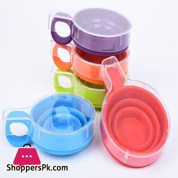 Camping Travel Candy Color Silicone Folding Cup with Lid Travel Outdoor