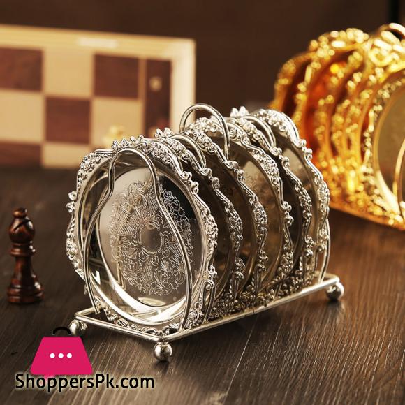 Tea Coaster with Stand Stainless Steel 7 Pcs