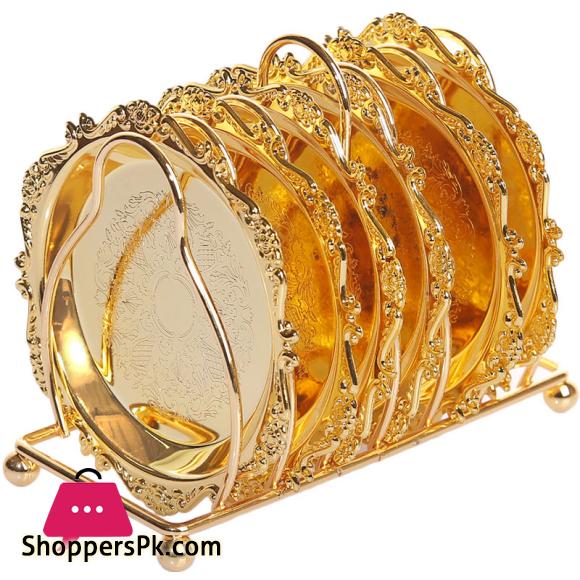 Classical Golden Cocktail Metal Coaster Vintage Zinc Stainless Steel Silver Plated Gold Plated Tea Mat