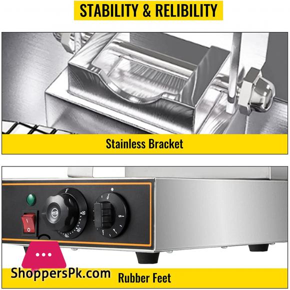 Commercial Ice Cream Cone Waffle Maker Machine Electric Waffle Cone Machine Stainless Steel Egg Cone Baker with Non-Stick Teflon Coating Temp & Time Control for Restaurant Bakeries