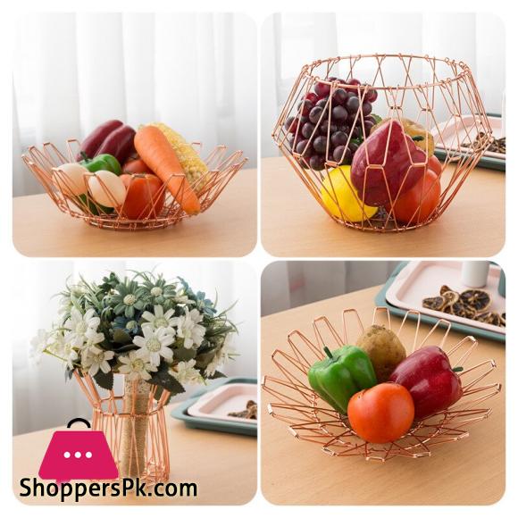 Creative Multifunctional Storage Basket Stainless Steel Household Fruit Tray Simple Telescopic Folding Flower Basket