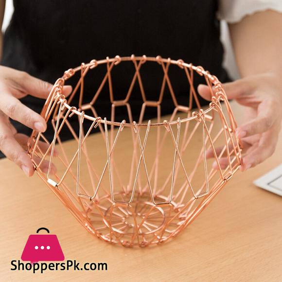 Creative Multifunctional Storage Basket Stainless Steel Household Fruit Tray Simple Telescopic Folding Flower Basket