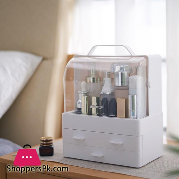 Desktop Makeup Organizer Cosmetic Storage Box with Dustproof Lid