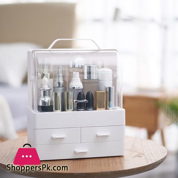 Desktop Makeup Organizer Cosmetic Storage Box with Dustproof Lid
