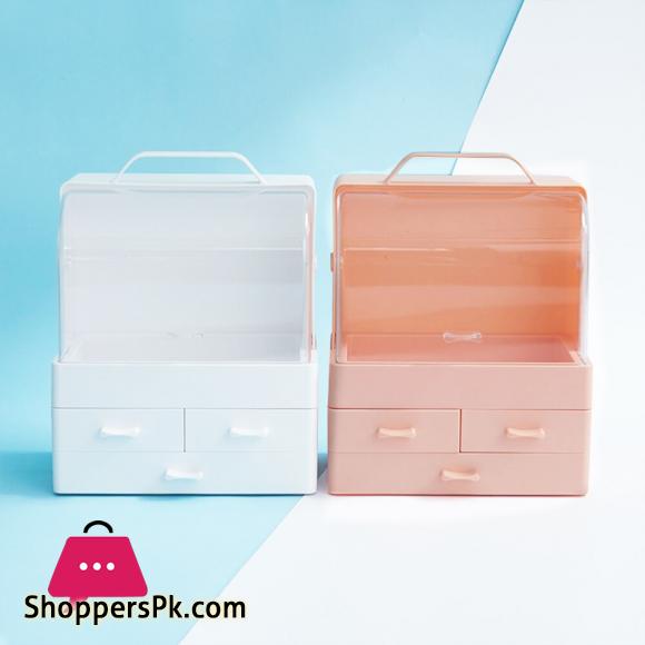 Desktop Makeup Organizer Cosmetic Storage Box with Dustproof Lid