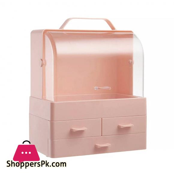 Desktop Makeup Organizer Cosmetic Storage Box with Dustproof Lid