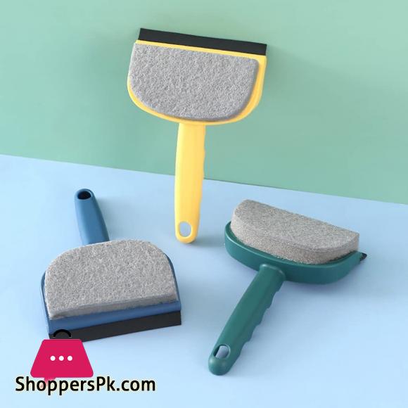 Double Sided Window Cleaning Tool Squeegee Sponge Scrubber Scraper Cleaner Brush for Bathroom Glass