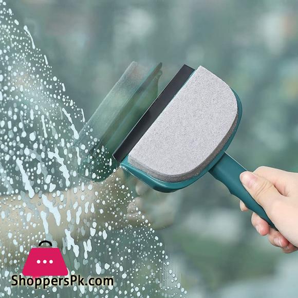 Double Sided Window Cleaning Tool Squeegee Sponge Scrubber Scraper Cleaner Brush for Bathroom Glass